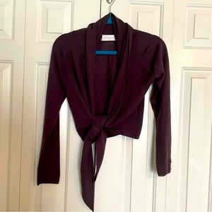 Soft Surroundings Wool Blend Chocolate Brown Tie-Front Cardigan